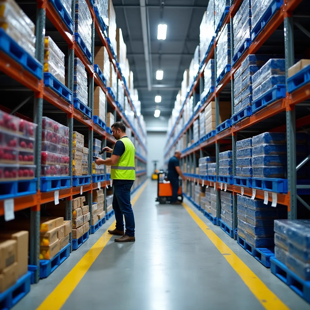 Timfresh International team inspecting fresh lychees in the cold-storage packing room